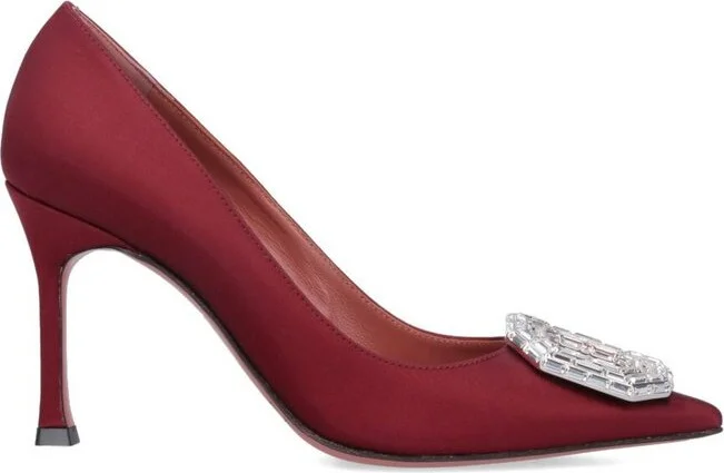 Amina Muaddi Embellished Pointed Toe Pumps