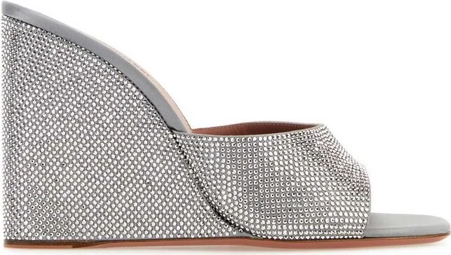 Amina Muaddi Embellished Wedge Mules