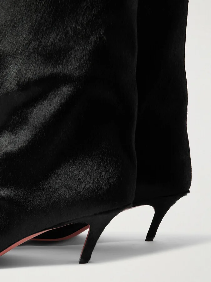 Amina Muaddi - Fiona Calf Hair Boots - Black - Image 4