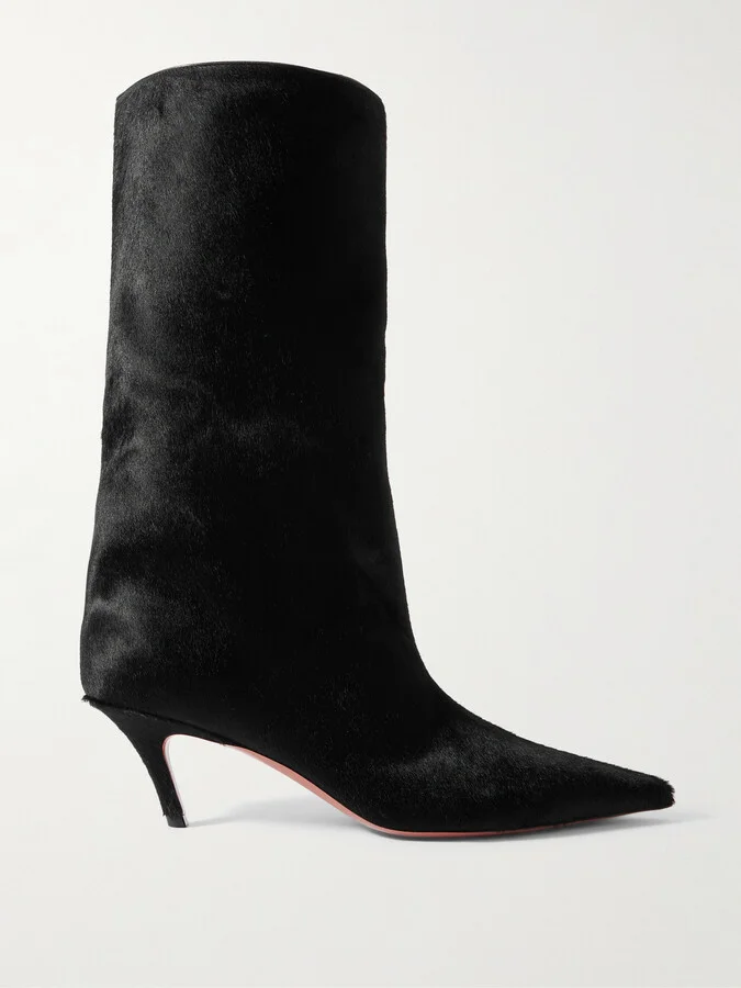 Amina Muaddi - Fiona Calf Hair Boots - Black