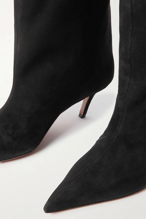 Amina Muaddi - Fiona Suede Boots - Black - Image 4