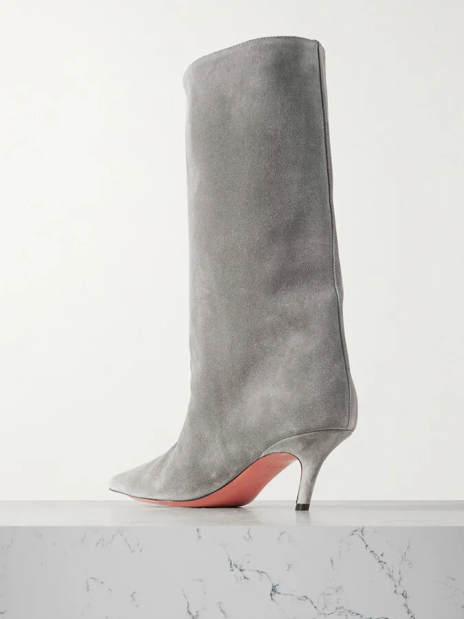 Amina Muaddi - Fiona Suede Boots - Gray - Image 3