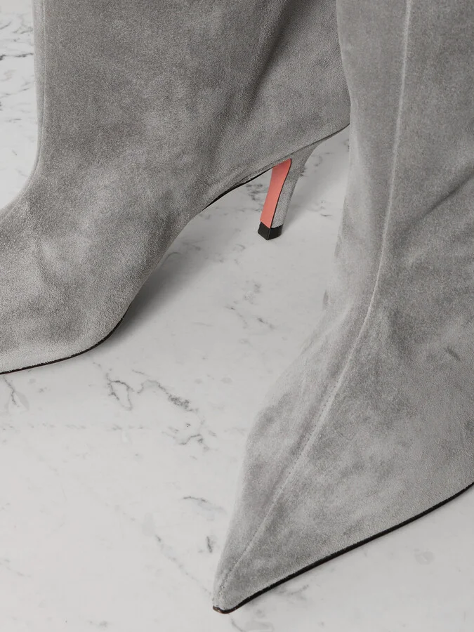Amina Muaddi - Fiona Suede Boots - Gray - Image 4