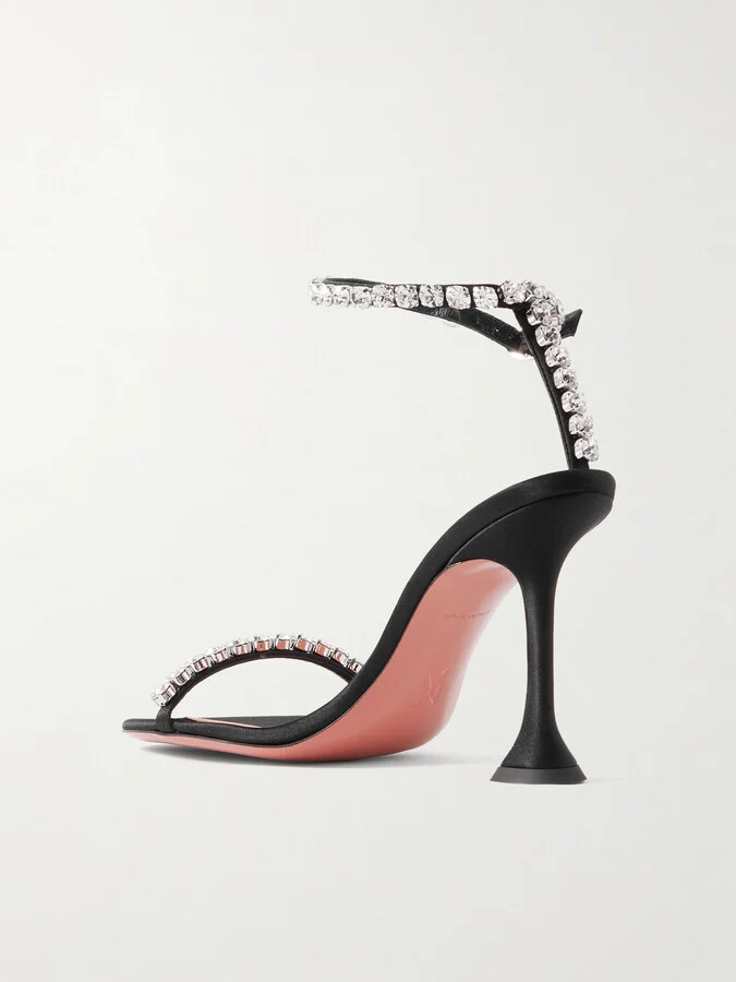 Amina Muaddi - Gigi Crystal-embellished Satin Sandals - Black - Image 3