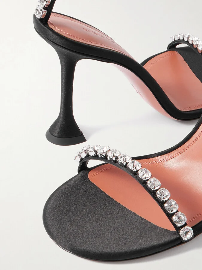 Amina Muaddi - Gigi Crystal-embellished Satin Sandals - Black - Image 4