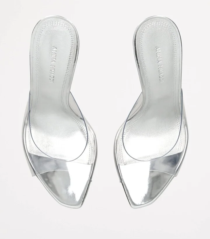 Amina Muaddi Glass Alexa Mules 95 - Image 4
