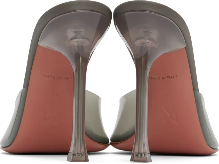 Amina Muaddi Gray Alexa Glass Slipper 105 Heeled Sandals - Image 2