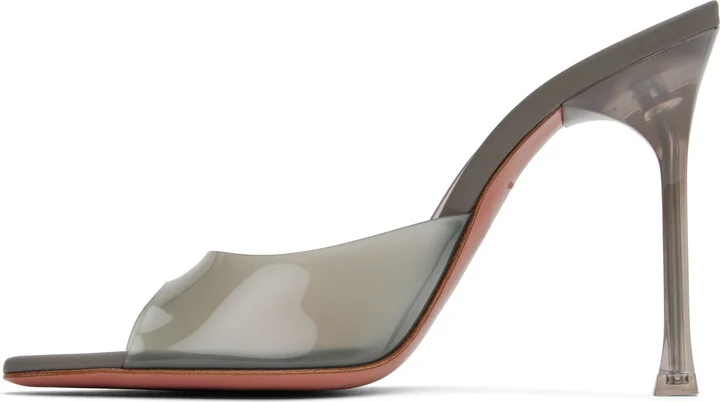Amina Muaddi Gray Alexa Glass Slipper 105 Heeled Sandals - Image 3