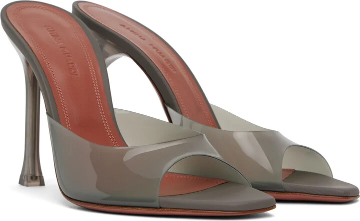 Amina Muaddi Gray Alexa Glass Slipper 105 Heeled Sandals - Image 4