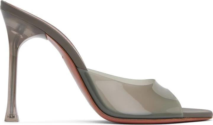 Amina Muaddi Gray Alexa Glass Slipper 105 Heeled Sandals