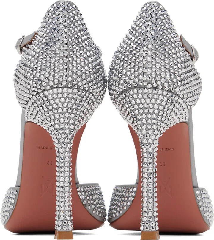 Amina Muaddi Gray Vittoria Heels - Image 2