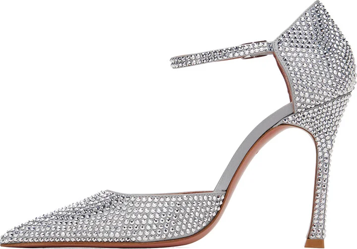 Amina Muaddi Gray Vittoria Heels - Image 3