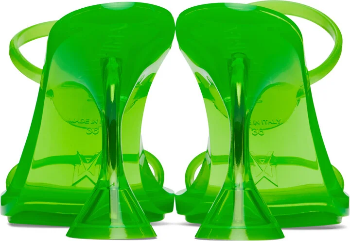 Amina Muaddi Green Brito Slipper Heeled Sandals - Image 2