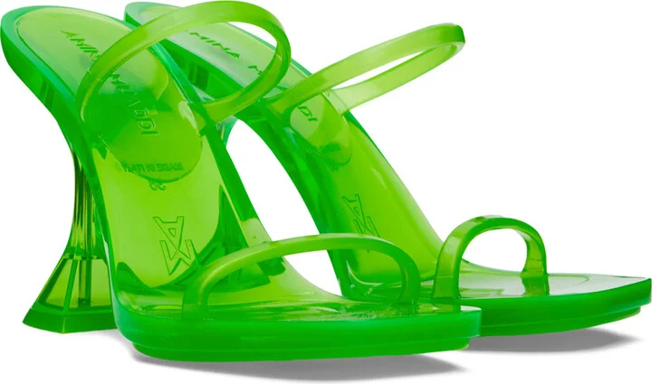 Amina Muaddi Green Brito Slipper Heeled Sandals - Image 4