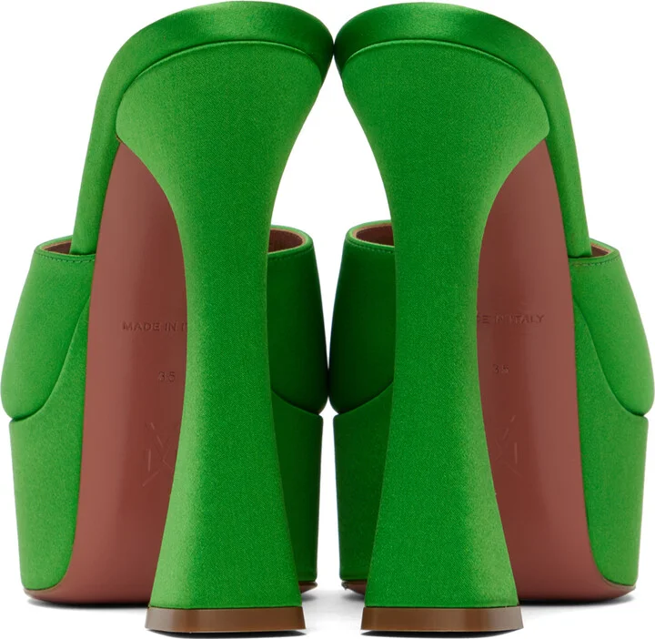 Amina Muaddi Green Dalida Plateau Heeled Sandals - Image 2