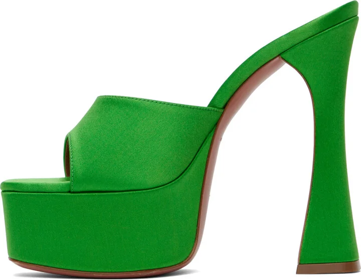 Amina Muaddi Green Dalida Plateau Heeled Sandals - Image 3