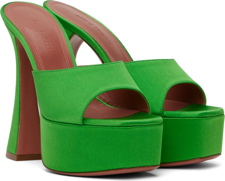 Amina Muaddi Green Dalida Plateau Heeled Sandals - Image 4