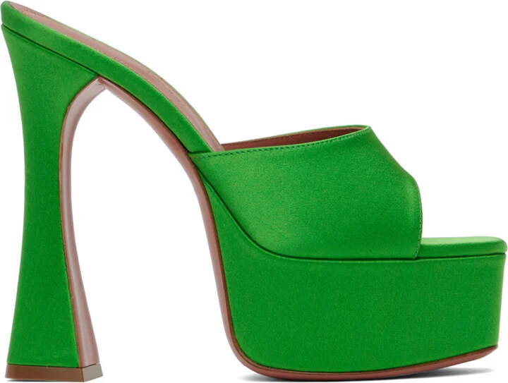 Amina Muaddi Green Dalida Plateau Heeled Sandals