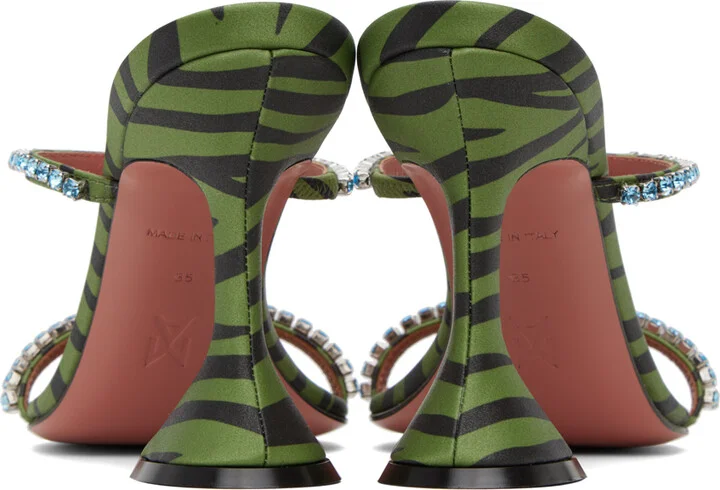 Amina Muaddi Green Gilda Slipper Heeled Sandals - Image 2