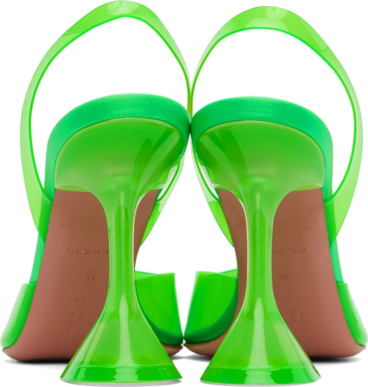 Amina Muaddi Green Holli Glass Sling Heels - Image 2