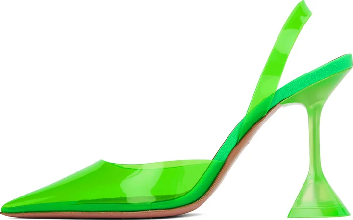 Amina Muaddi Green Holli Glass Sling Heels - Image 3
