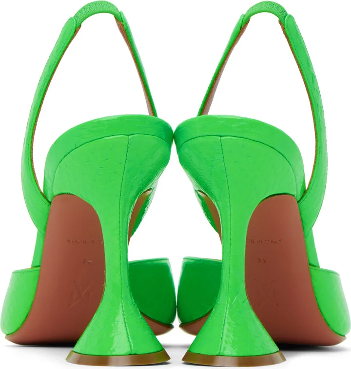 Amina Muaddi Green Holli Sling Heels - Image 2