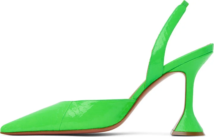 Amina Muaddi Green Holli Sling Heels - Image 3
