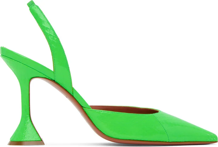 Amina Muaddi Green Holli Sling Heels