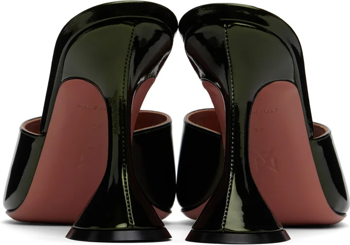Amina Muaddi Green Lupita Slipper Heeled Sandals - Image 2