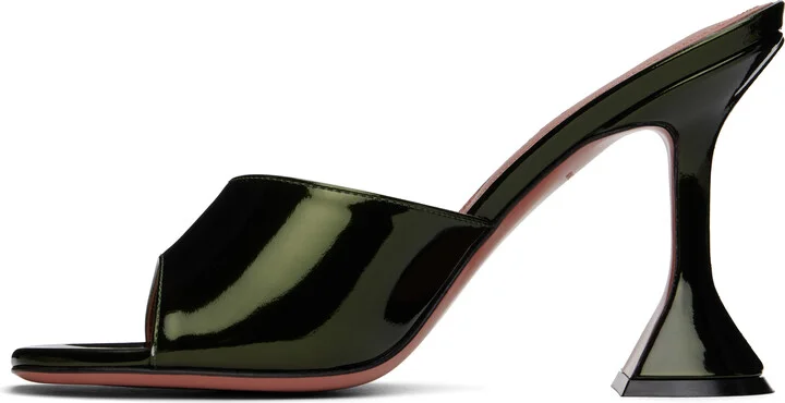 Amina Muaddi Green Lupita Slipper Heeled Sandals - Image 3