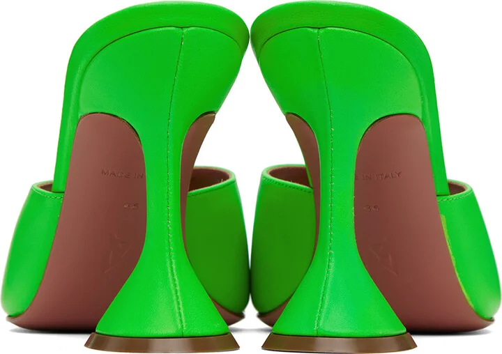 Amina Muaddi Green Lupita Slipper Heeled Sandals - Image 2