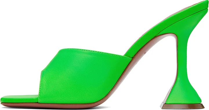 Amina Muaddi Green Lupita Slipper Heeled Sandals - Image 3