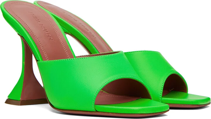 Amina Muaddi Green Lupita Slipper Heeled Sandals - Image 4