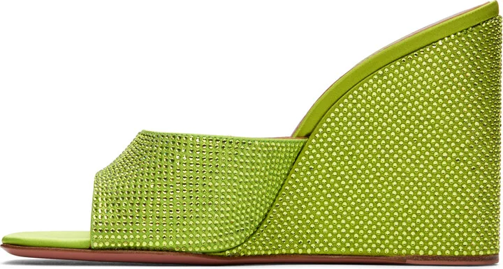 Amina Muaddi Green Lupita Wedge Sandals - Image 3