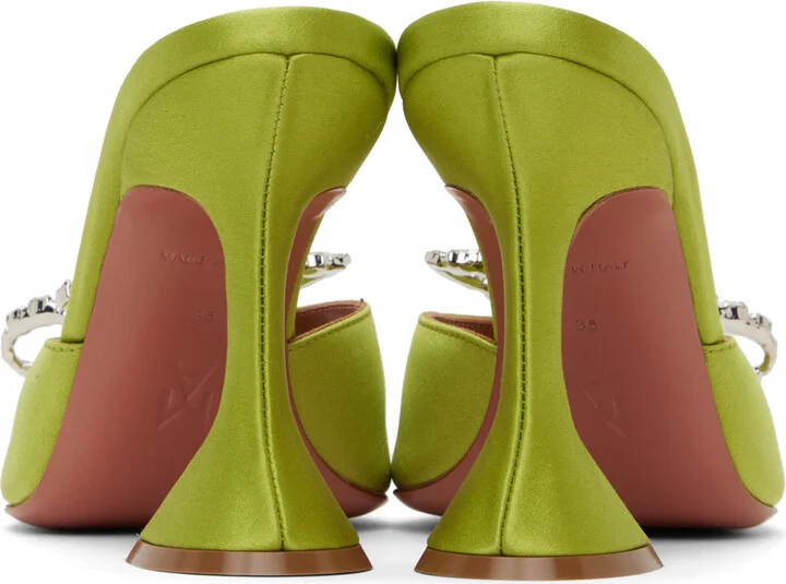 Amina Muaddi Green Rosie Heeled Sandals - Image 2