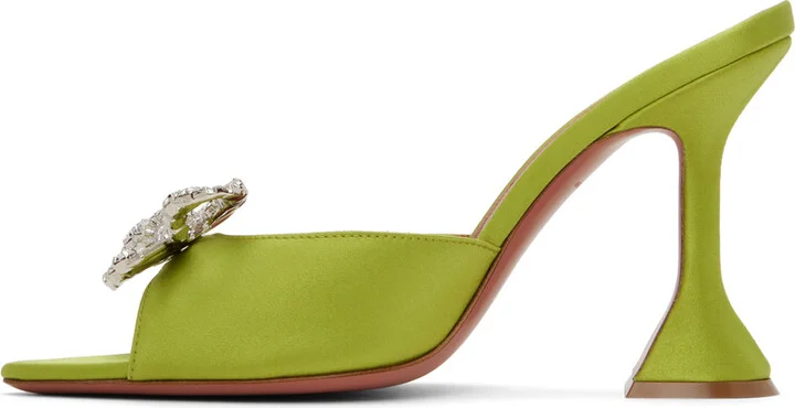 Amina Muaddi Green Rosie Heeled Sandals - Image 3