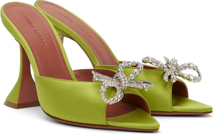 Amina Muaddi Green Rosie Heeled Sandals - Image 4