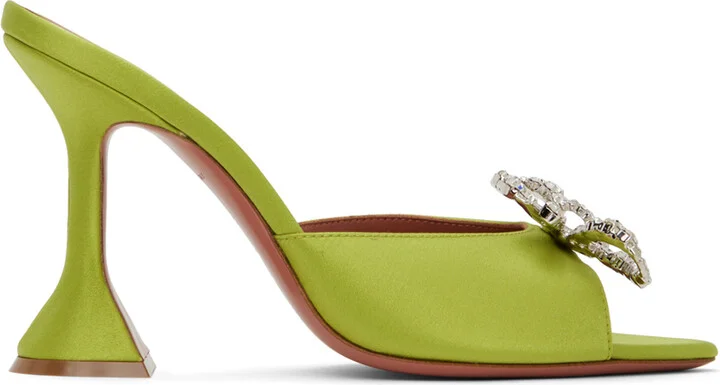 Amina Muaddi Green Rosie Heeled Sandals