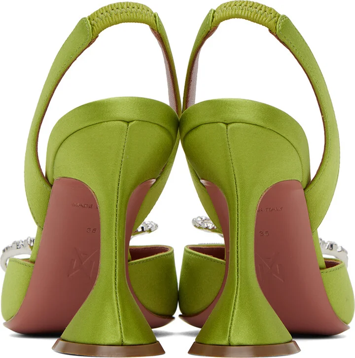 Amina Muaddi Green Rosie Sling 95 Heels - Image 2