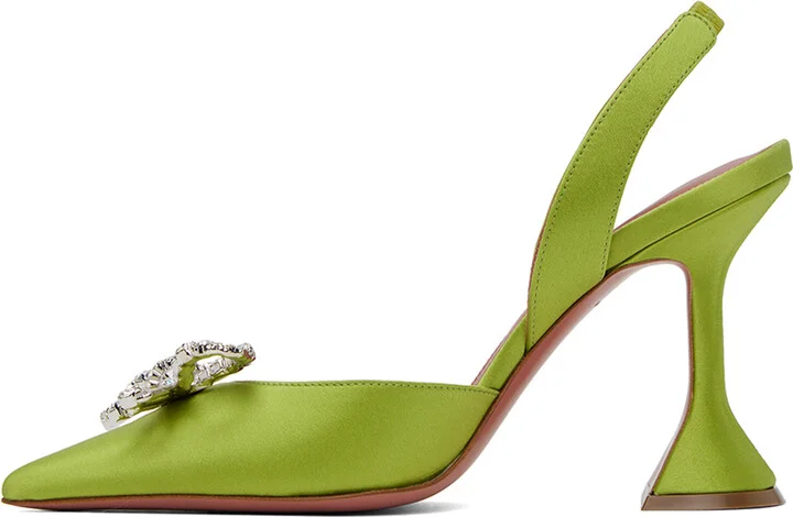 Amina Muaddi Green Rosie Sling 95 Heels - Image 3