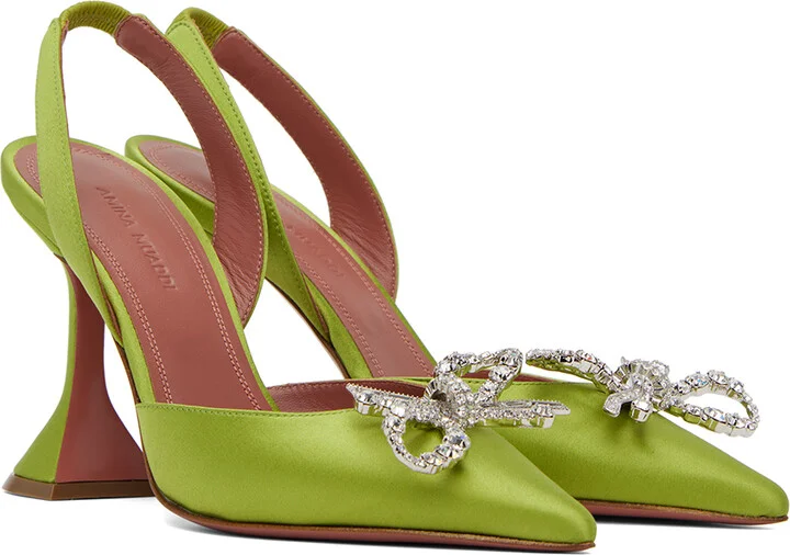 Amina Muaddi Green Rosie Sling 95 Heels - Image 4