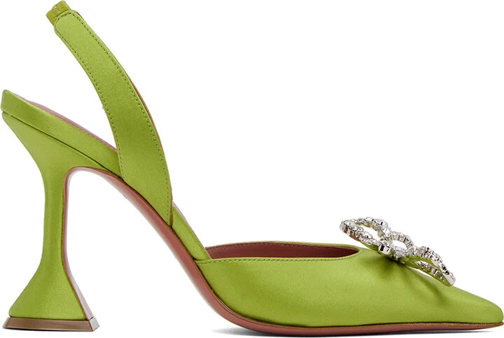 Amina Muaddi Green Rosie Sling 95 Heels