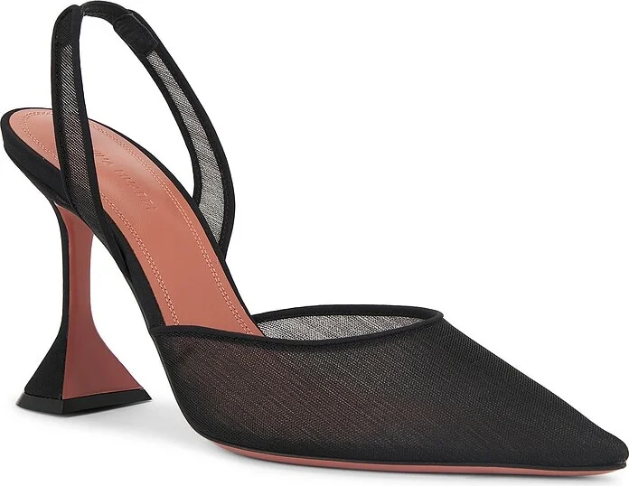AMINA MUADDI Holli 95 Mesh Sling Pump in Black - Image 2