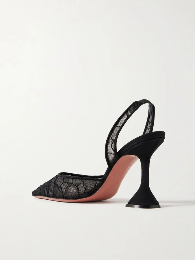 Amina Muaddi - Holli Corded Lace Slingback Pumps - Black - Image 3