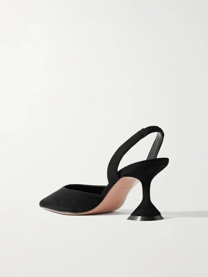 Amina Muaddi - Holli Suede Slingback Pumps - Black - Image 3