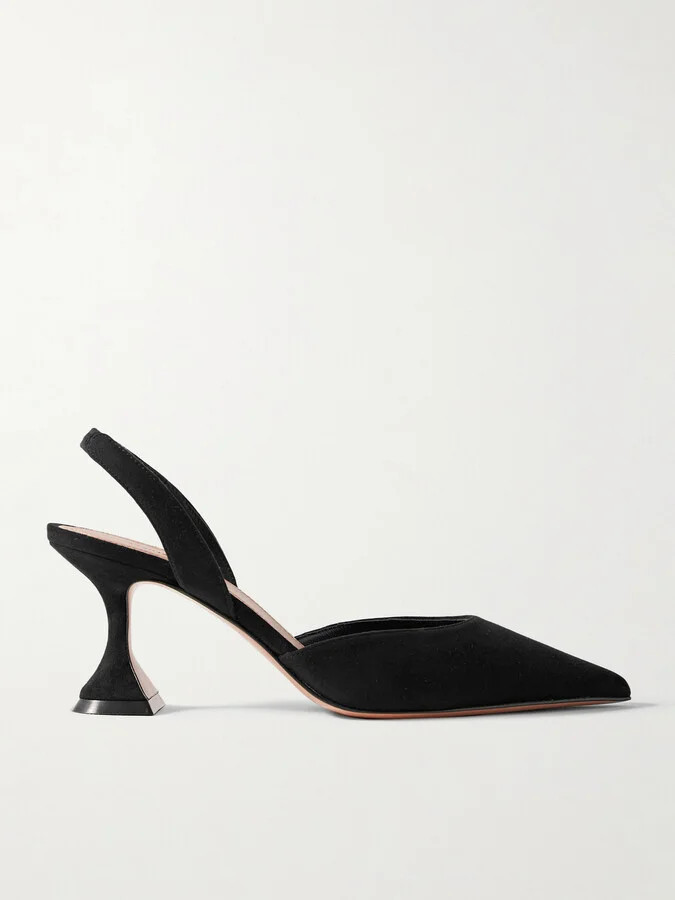 Amina Muaddi - Holli Suede Slingback Pumps - Black