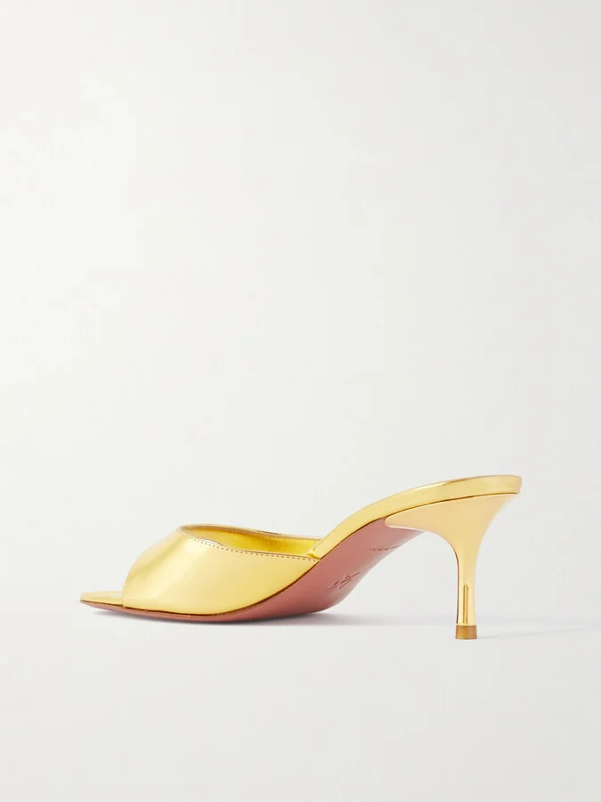 Amina Muaddi - Jeanne Mirrored-leather Mules - Gold - Image 3