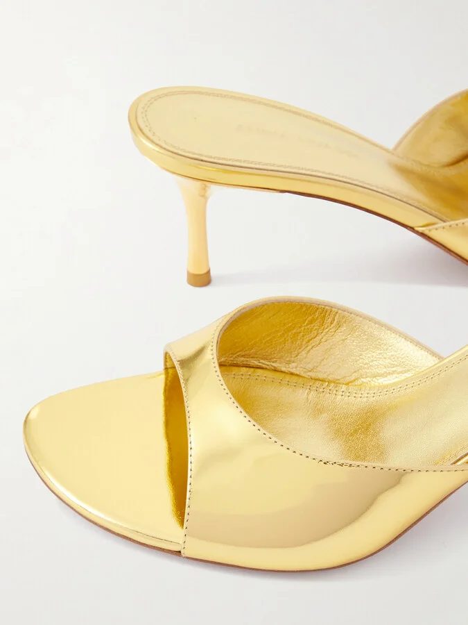 Amina Muaddi - Jeanne Mirrored-leather Mules - Gold - Image 4