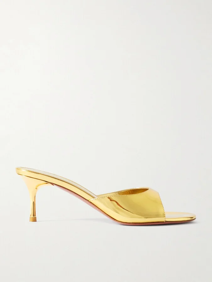 Amina Muaddi - Jeanne Mirrored-leather Mules - Gold