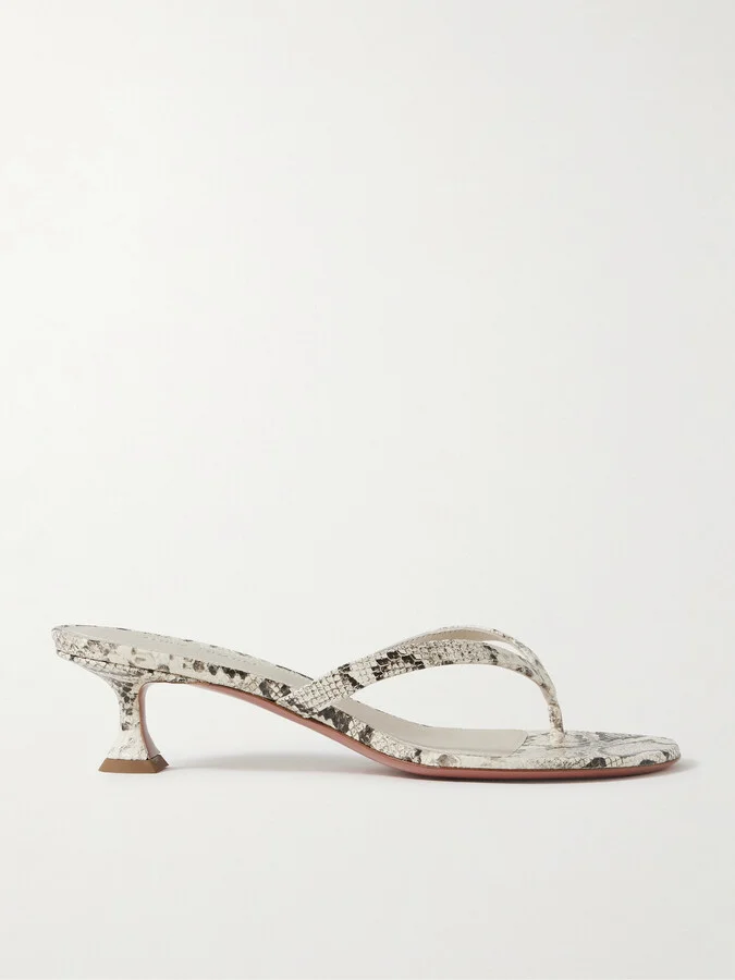 Amina Muaddi - Juliette Snake-effect Leather Sandals - Animal print